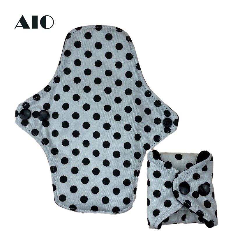 [AIO] Black Spots Simple White Washable Cotton Menstrual Gasket Lady Mom Reusable Postpartum Nursing Pad Absorben Hygiene Napkin
